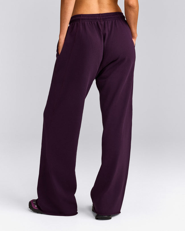 Cotton Vintage Lounge Wide Leg Joggers | Washed Blackberry Purple