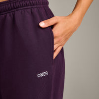 Raw Cut Lounge Wide Leg Joggers | Washed Blackberry Purple