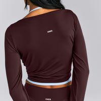FormeSoft™ Relaxed Slash Neck Long Sleeve Top | Plum Brown