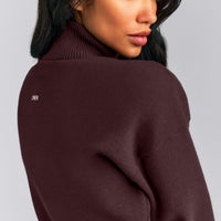 Mid Weight Cotton Knit Cardigan | Plum Brown