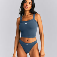 Seamless Scoop Neck Vest | Storm Blue