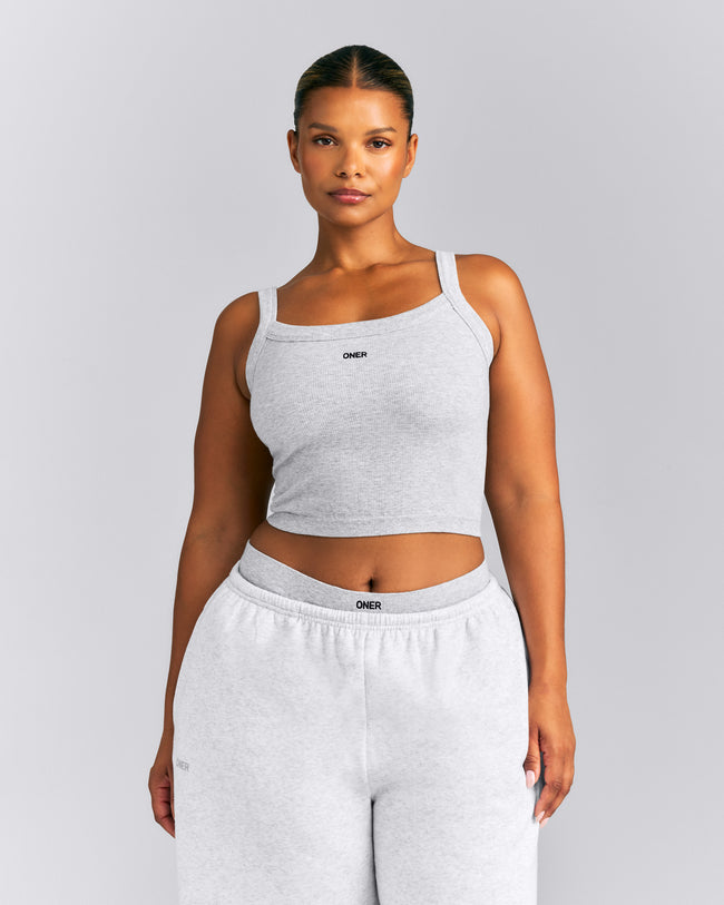 Seamless Scoop Neck Tank Top | Grey Marl