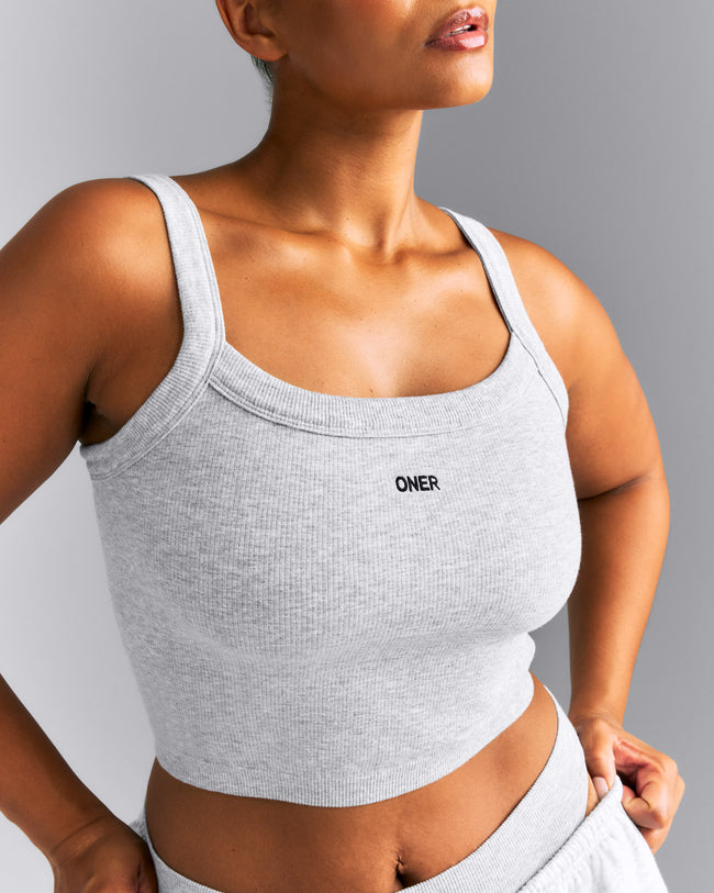 Seamless Scoop Neck Tank Top | Grey Marl