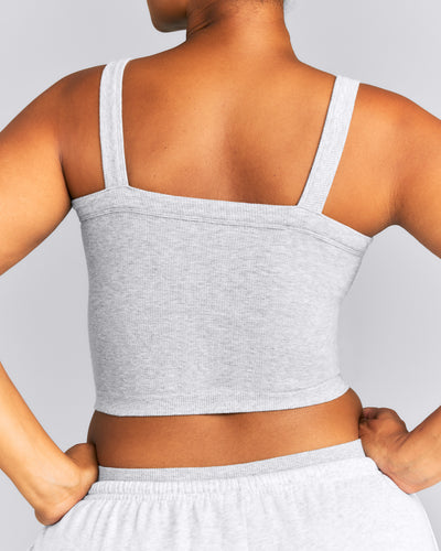 Seamless Scoop Neck Tank Top | Grey Marl