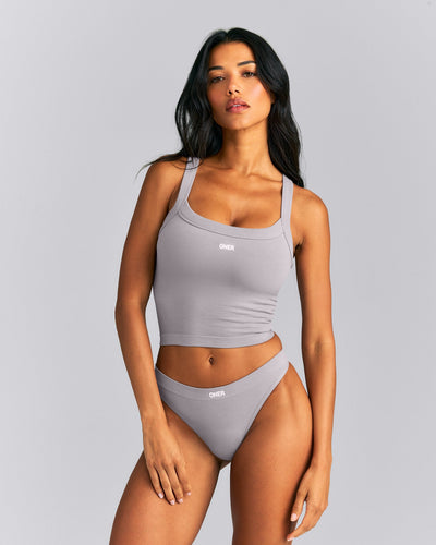 Seamless Scoop Neck Tank Top | Warm Zinc Grey