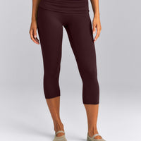 SoftMotion™ Fold Over Capri Leggings New Branding | Plum Brown