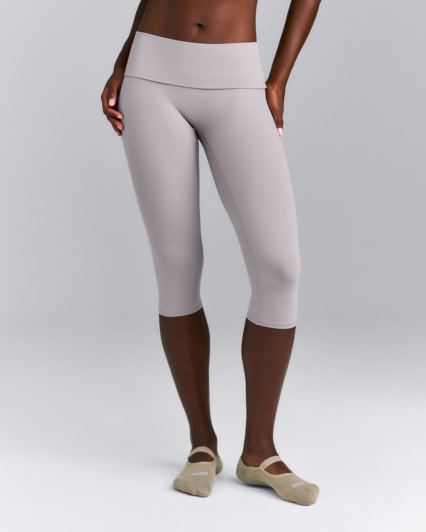 SoftMotion™ Fold Over Capri Leggings New Branding | Zinc Grey