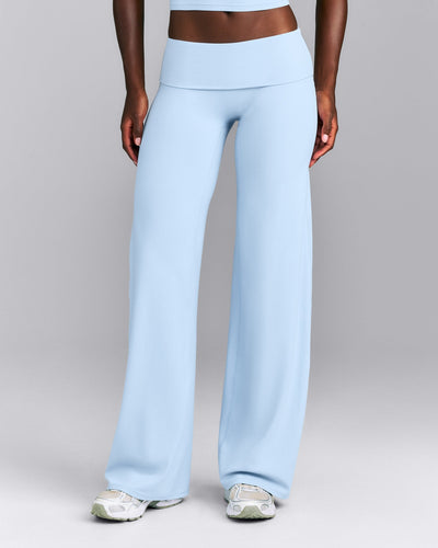 SoftMotion™ Fold Over Mid Rise Straight Leg Pants | Mist Blue