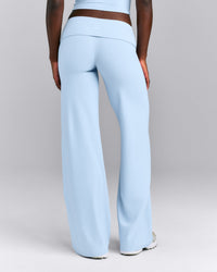 SoftMotion™ Fold Over Mid Rise Straight Leg Pants | Mist Blue
