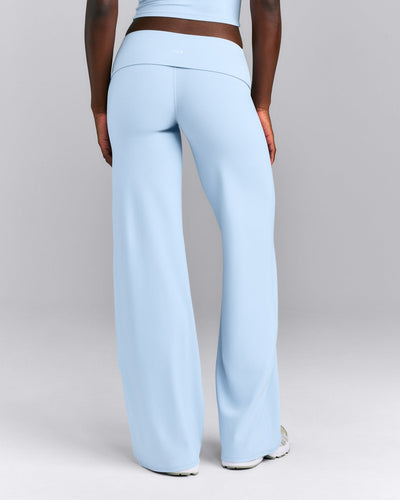 SoftMotion™ Fold Over Mid Rise Straight Leg Pants | Mist Blue