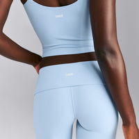SoftMotion™ Fold Over Mid Rise Straight Leg Pants | Mist Blue