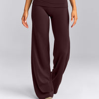SoftMotion™ Fold Over Mid Rise Straight Leg Pants | Plum Brown