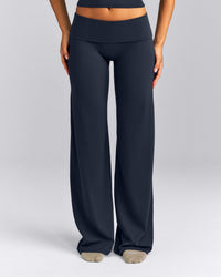 SoftMotion™ Fold Over Mid Rise Straight Leg Pants New Branding | True Blue