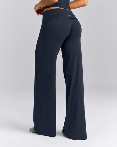 SoftMotion™ Fold Over Mid Rise Straight Leg Pants New Branding | True Blue