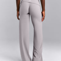 SoftMotion™ Fold Over Mid Rise Straight Leg Pants New Branding | Zinc Grey