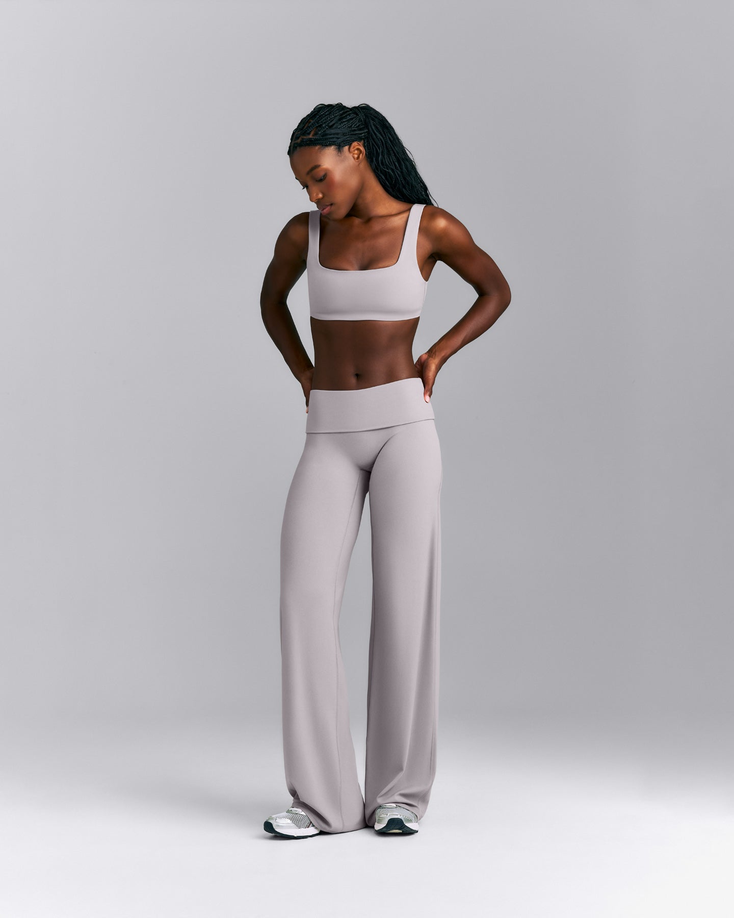 SoftMotion™ Fold Over Mid Rise Straight Leg Pants New Branding | Zinc Grey