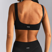 SoftMotion™ Soft Square Neck Sports Bra | Black