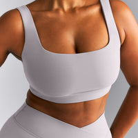 SoftMotion™ Soft Square Neck Sports Bra New Branding | Zinc Grey