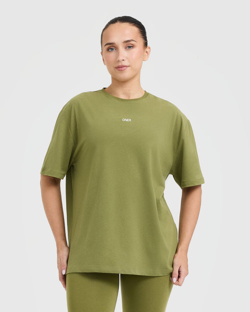 Oner Modal Classic Oner Graphic Oversized Lightweight T-Shirt | Olive Green