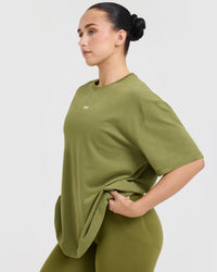 Classic Oner Graphic Oversized Lightweight T-Shirt | Olive Green