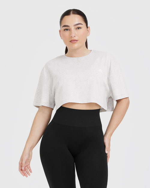 Oner Modal Classic Crop Lightweight T-Shirt | Grey Marl