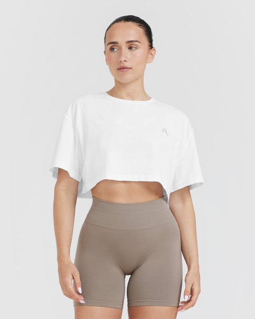 Oner Modal Classic Crop Lightweight T-Shirt | White