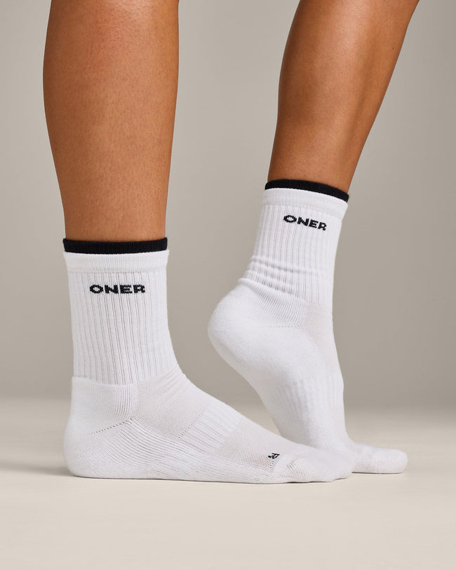 Double Layer Crew Socks 2 Pack | White