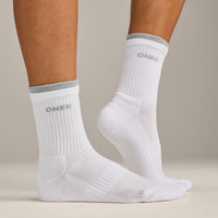Double Layer Crew Socks 2 Pack | White