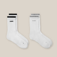 Double Layer Crew Socks 2 Pack | White