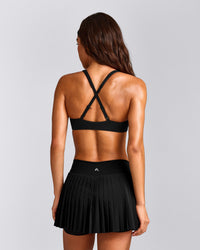 EasyLift™ Cross Back Sports Bra with Grey Logo | Black