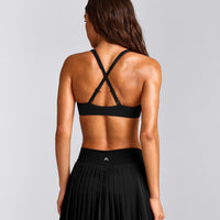 EasyLift™ Cross Back Sports Bra with Grey Logo | Black