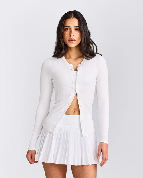 Mellow™ Rib Long Sleeve Cardigan | White
