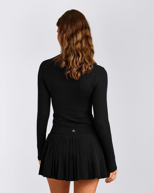 Mellow™ Rib Mid Long Sleeve Cardigan | Black