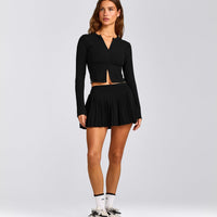 Mellow™ Rib Mid Long Sleeve Cardigan | Black