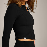 Mellow™ Rib Mid Long Sleeve Cardigan | Black