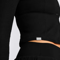 Mellow™ Rib Mid Long Sleeve Cardigan | Black