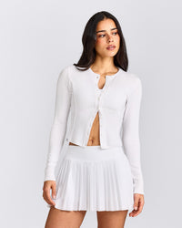 Mellow™ Rib Mid Long Sleeve Cardigan | White