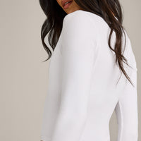 Mellow™ Rib Mid Long Sleeve Cardigan | White