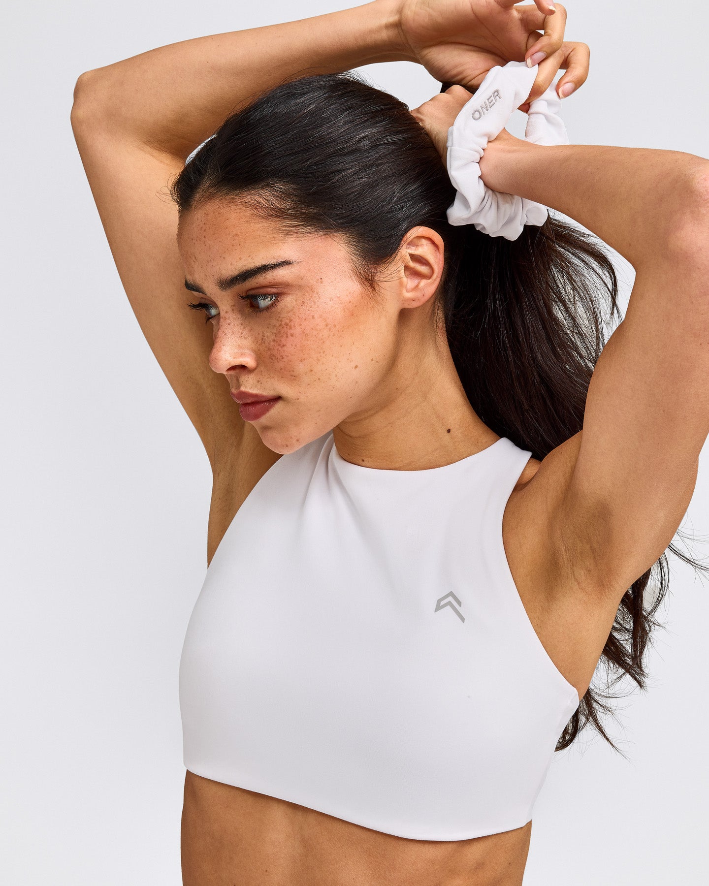 SoftMotion™ Scrunchie with Grey Logo | White