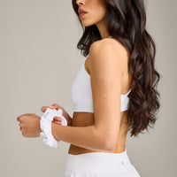 SoftMotion™ Scrunchie with Grey Logo | White