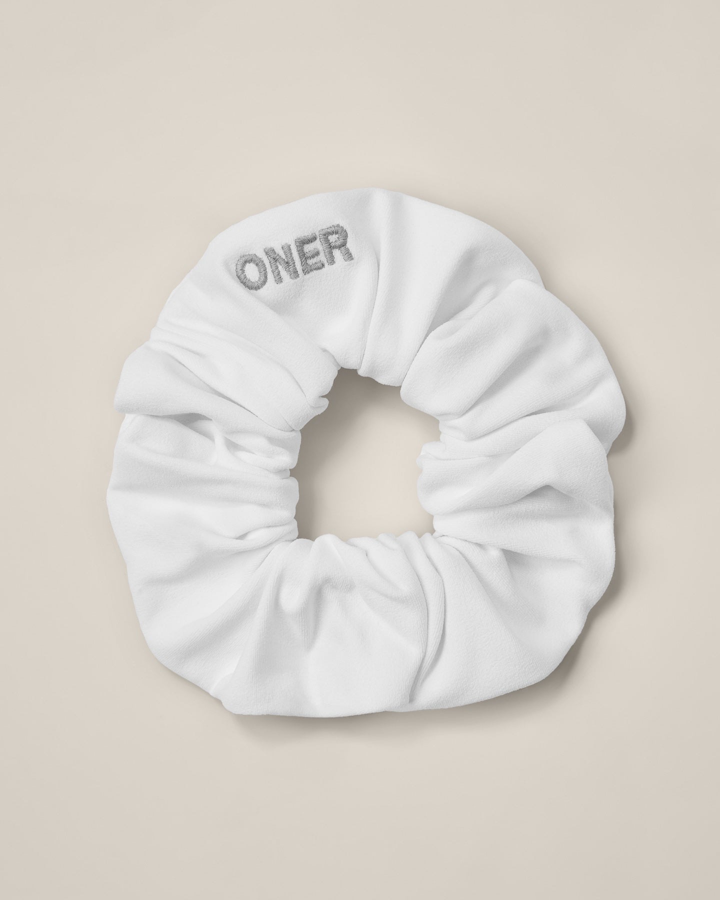 SoftMotion™ Scrunchie with Grey Logo | White