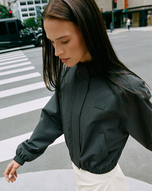Cropped Bomber Jacket | Emerald Noir
