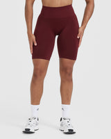 Effortless Seamless Cycling Shorts with White Logo | Rosewood