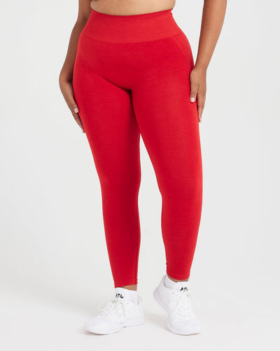 EffortlessLift™ Seamless Leggings with White Logo | Spicy Red