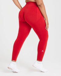 EffortlessLift™ Seamless Leggings with White Logo | Spicy Red