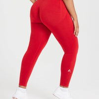 EffortlessLift™ Seamless Leggings with White Logo | Spicy Red