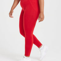 EffortlessLift™ Seamless Leggings with White Logo | Spicy Red