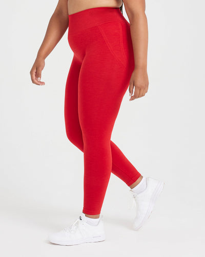 EffortlessLift™ Seamless Leggings with White Logo | Spicy Red