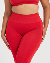 EffortlessLift™ Seamless Leggings with White Logo | Spicy Red