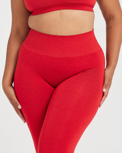 EffortlessLift™ Seamless Leggings with White Logo | Spicy Red